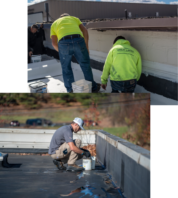 Commercial roof repair services in progress